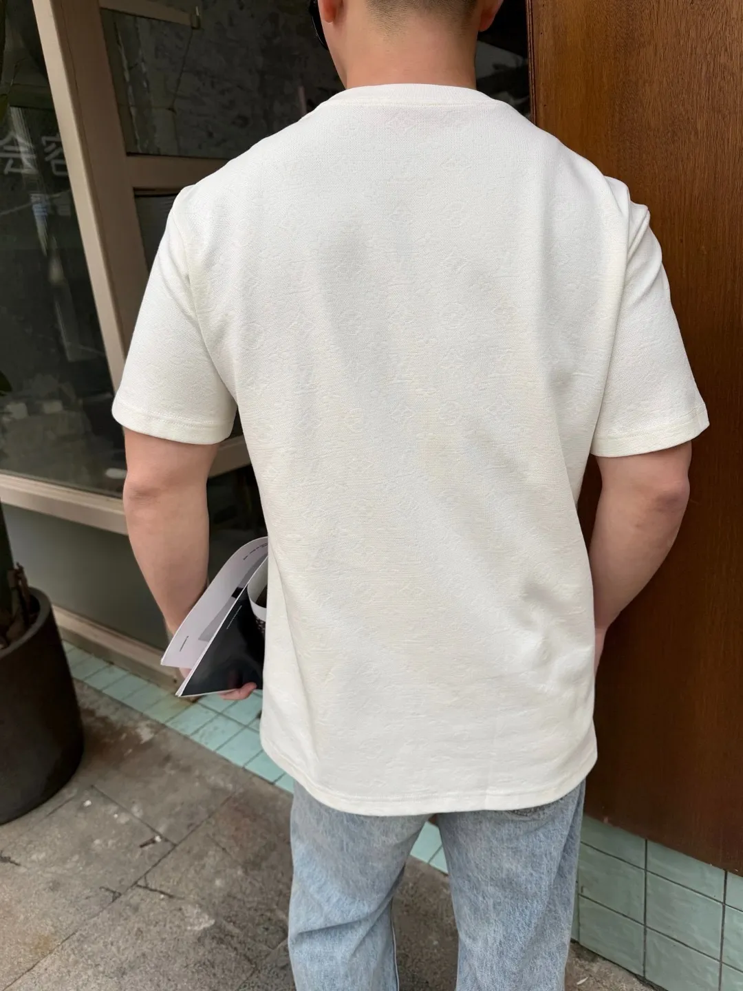 Louis Vuitton/Louis Vuitton jacquard textured piqué cotton short sleeves